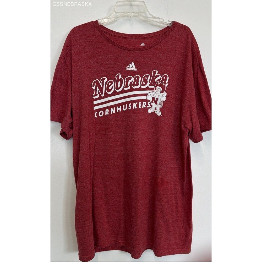 Adidas Red Nebraska Cornhuskers Athletic Tee Men's - Size 2XL